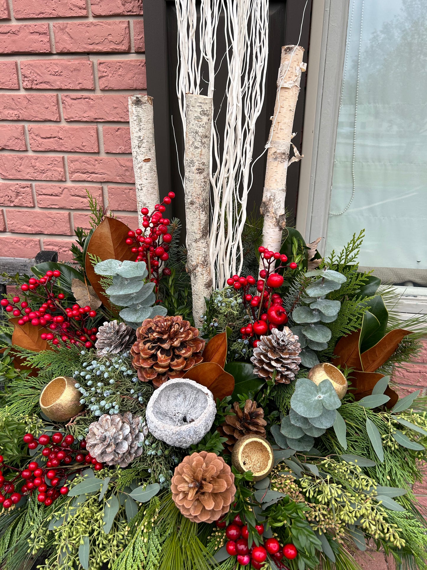 15 inch square with white branches pictured here